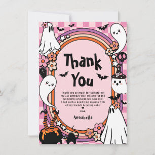 Carte De Remerciements Fille Rose Photo Halloween Fête d'Anniversaire