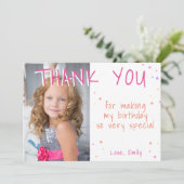 Carte De Remerciements Fille Rose Star Photo Anniversaire (Debout devant)