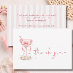 Carte De Remerciements Fille Rose Un Tini Est En Route Chic Neutre