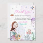 Carte De Remerciements Fille Sirène 1ère fête d'anniversaire (Devant)