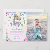 Carte De Remerciements Fille Sirène Fête d'anniversaire Photo (Devant)