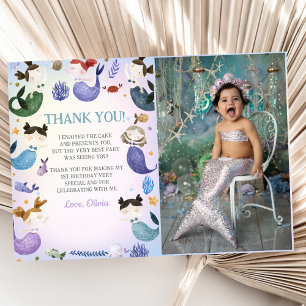 Carte De Remerciements Fille Sirène Fête d'anniversaire Photo