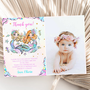 Carte De Remerciements Fille Sirène Fête d'anniversaire Photo