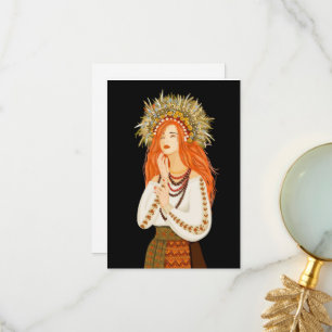 Carte De Remerciements Fille ukrainienne dans un cercle. Ukraine. L'Ind d