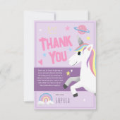 Carte De Remerciements Filles Magique Violet Unicorn Anniversaire de enfa (Devant)