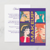 CARTE DE REMERCIEMENTS FILLES MAKEUP (Devant / Derrière)
