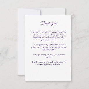 CARTE DE REMERCIEMENTS FILLES MAKEUP