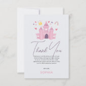 Carte De Remerciements Filles Mignon Rose Princesse Anniversaire  (Devant)