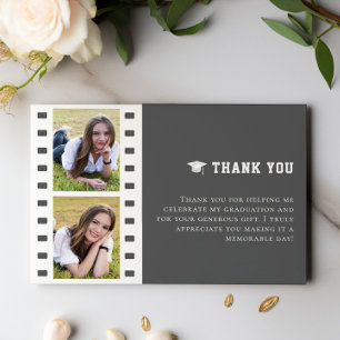 Carte De Remerciements Filmstrip Photo Collage Graduation Gray