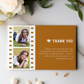 Carte De Remerciements Filmstrip Photo Collage Graduation | Orange