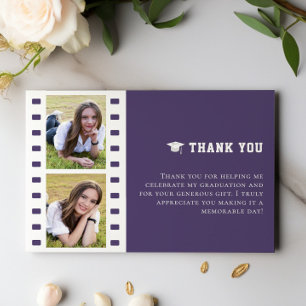 Carte De Remerciements Filmstrip Photo Collage Graduation Pourpre