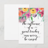 Carte De Remerciements Fin de l'année cadeau enseignant Bonne journée d'e (Devant / Derrière)