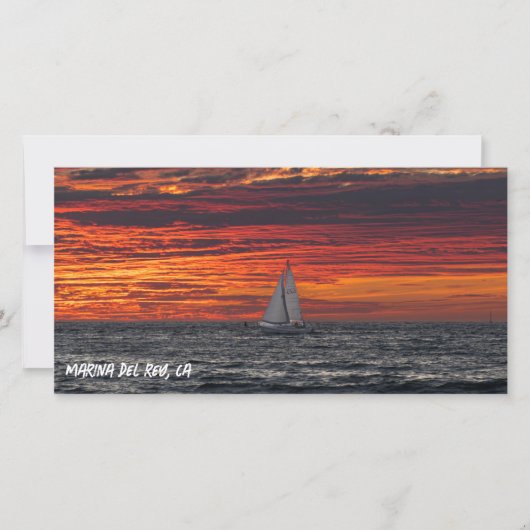 Carte De Remerciements Fire Red Sunset - Marina Del Rey, CA (Devant)
