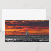 Carte De Remerciements Fire Red Sunset - Marina Del Rey, CA (Devant / Derrière)