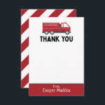 Carte De Remerciements Fire Truck Thank You Note for Firefighter Birthday<br><div class="desc">Ce carte de remerciements de camion d'incendie peut être personnalisé avec le nom de votre garçon ou de votre fille d'anniversaire - parfait pour une fête d'anniversaire de pompier ou une utilisation générale! © 2022 Tea Olive Co.</div>