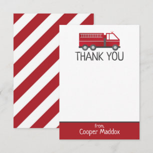 Carte De Remerciements Fire Truck Thank You Note for Firefighter Birthday