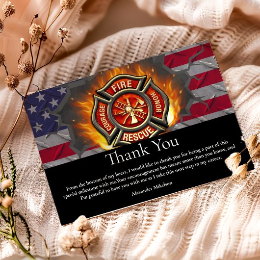 Carte De Remerciements Firefighter Graduation Party