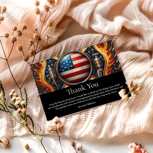 Carte De Remerciements Firefighter Themed Senior Graduation