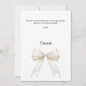 Carte De Remerciements First Communion bow white ivory pearls (Dos)
