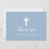 Carte De Remerciements First Holy Communion Light Blue Photo (Devant)