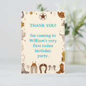 Carte De Remerciements First Rodeo Cowboy First Birthday (Debout devant)