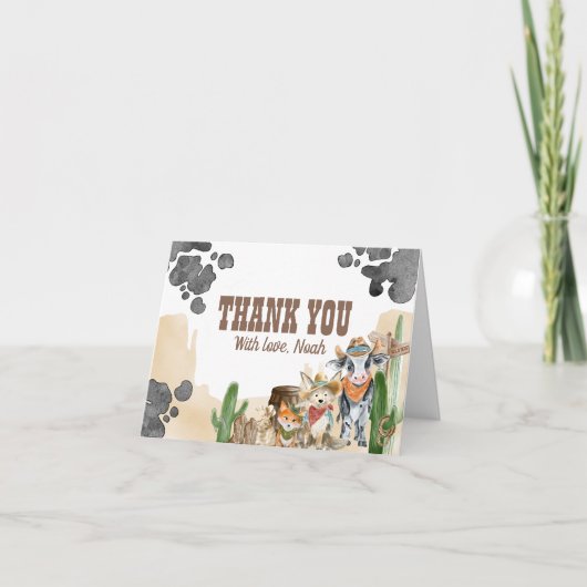 Carte De Remerciements First Rodeo Rustic Wild West Thank You (Devant)