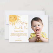 Carte De Remerciements First Trip Around The Sun 1st Birthday Photo (Devant)