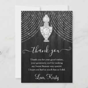 Carte De Remerciements Flacon de parfum Diamant Argent Sweet Sixteen