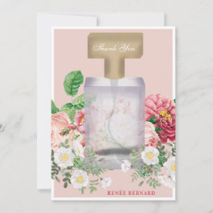 Carte De Remerciements Flacon de parfum rose blush pour mariage floral