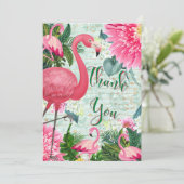Carte de remerciements Flamant rose (Debout devant)
