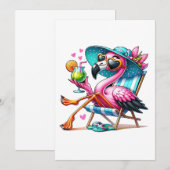 Carte De Remerciements Flamant rose cool (Devant / Derrière)