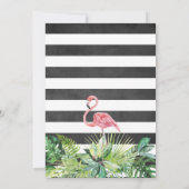 Carte De Remerciements Flamant rose de verdure tropicale noir blanc Chalk (Dos)