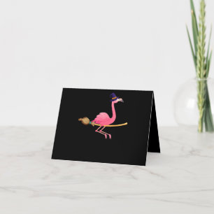 Carte De Remerciements Flamant rose Drôle Flamant rose sorcière Hallowe