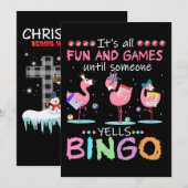 Carte De Remerciements Flamant rose| Flamme Bingo Funny (Devant / Derrière)