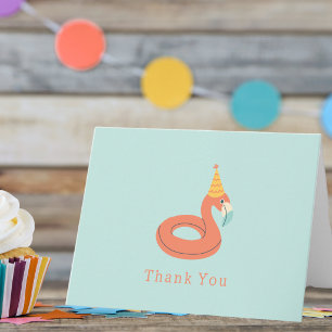 Carte De Remerciements flamant rose gonflable pour enfants fête d'anniver