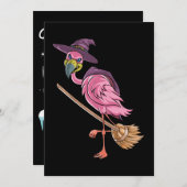 Carte De Remerciements Flamant rose| Halloween Flamant rose Witch Scary P (Devant / Derrière)