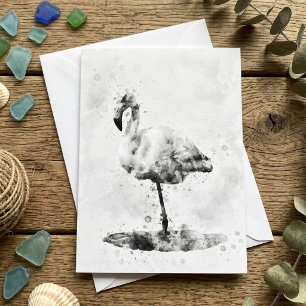 Carte De Remerciements Flamant Rose Monochrome Élégant à l'Aquarelle