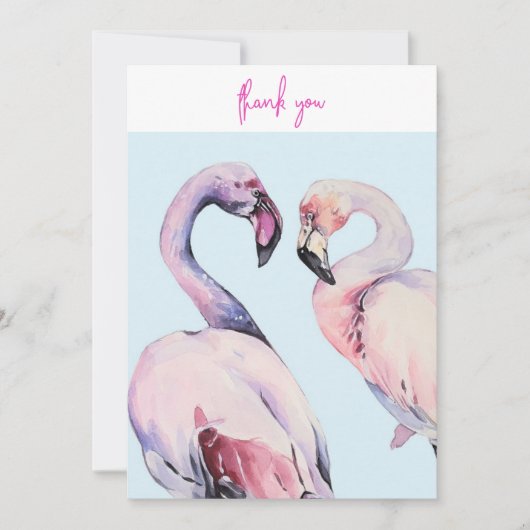 Carte De Remerciements Flamant rose Pastel Watercolor (Devant)