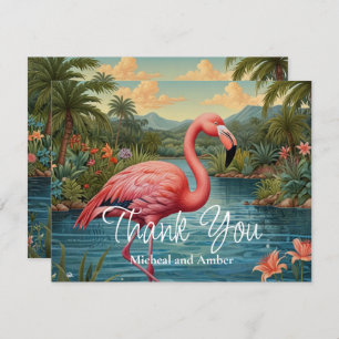 Carte De Remerciements flamant rose rétro