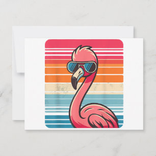 Carte De Remerciements Flamant rose rétro cool en Lunettes de soleil les
