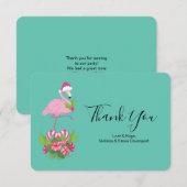 Carte De Remerciements Flamant rose rose à Santa Hat Noël Whimsical (Devant / Derrière)