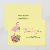 Carte De Remerciements Flamant rose rose à Santa Hat Noël Whimsical (Devant / Derrière)