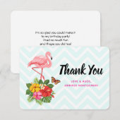 Carte De Remerciements Flamant rose rose & Hibiscus Tropical Fancy (Devant / Derrière)