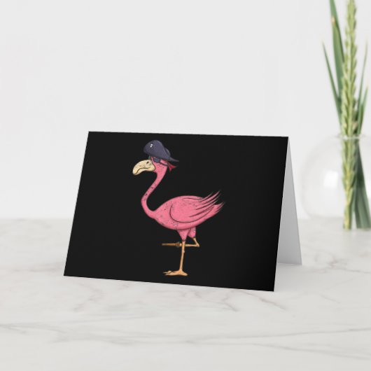 Carte De Remerciements Flamant rose rose Pirate Avec Eyepatch Halloween (Devant)