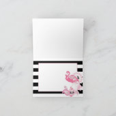 Carte De Remerciements Flamant rose rose rayé noir et blanc moderne (Intérieur)
