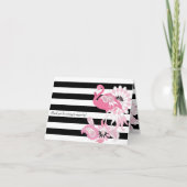 Carte De Remerciements Flamant rose rose rayé noir et blanc moderne (Devant)