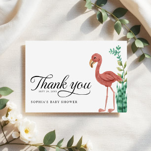 Carte De Remerciements Flamant rose Safari Jungle Baby shower garçons