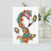 Carte De Remerciements Flamant rose tropical (Debout devant)