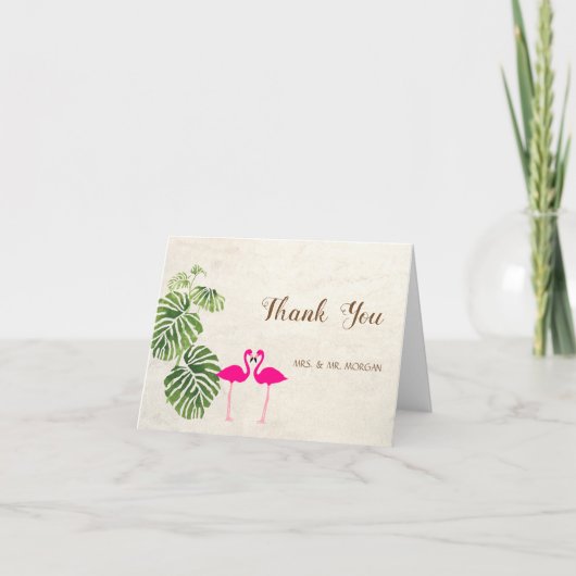 Carte De Remerciements Flamants roses tropicaux (Devant)