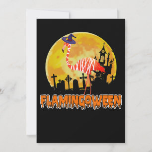 Carte De Remerciements Flamingo   Flamingoween Funny Witch Halloween